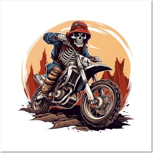 Skeleton Riding Dirt Bike Posters and Art